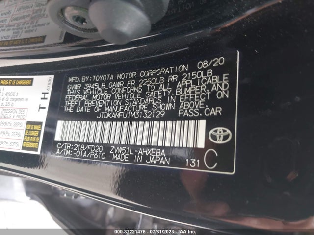 Toyota Prius L 2021 JTDKAMFU1M3132129 Image 9