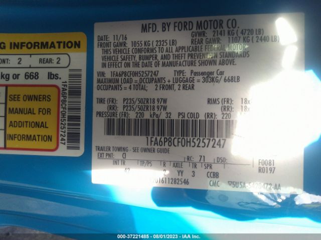 1FA6P8CF0H5257247 Ford MUSTANG GT