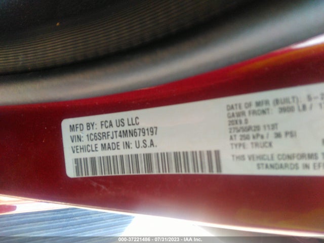 1C6SRFJT4MN679197 RAM 1500 Laramie
