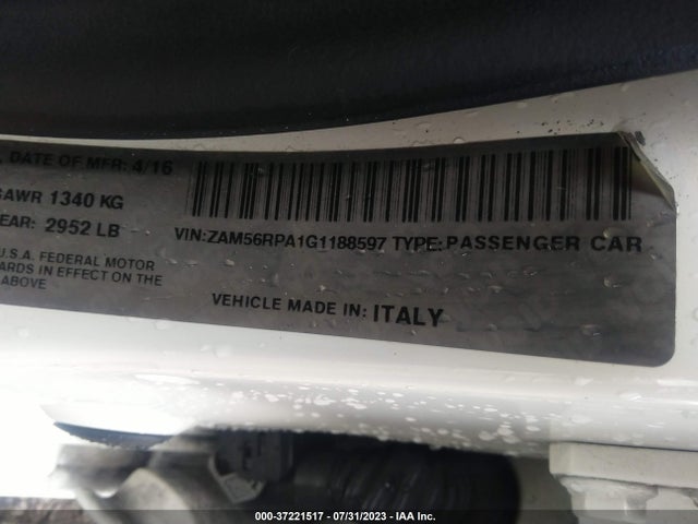 2016 Maserati Quattroporte, VIN: ZAM56RPA1G1188597