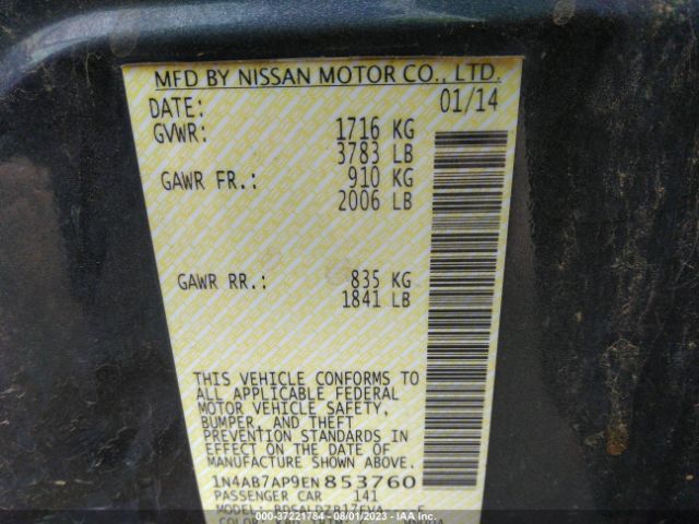 1N4AB7AP9EN853760 Nissan Sentra S/fe+ S/sv/fe+ Sv/sr/sl