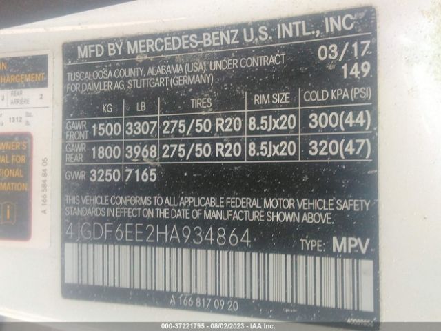 4JGDF6EE2HA934864 Mercedes-Benz Gls Gls 450