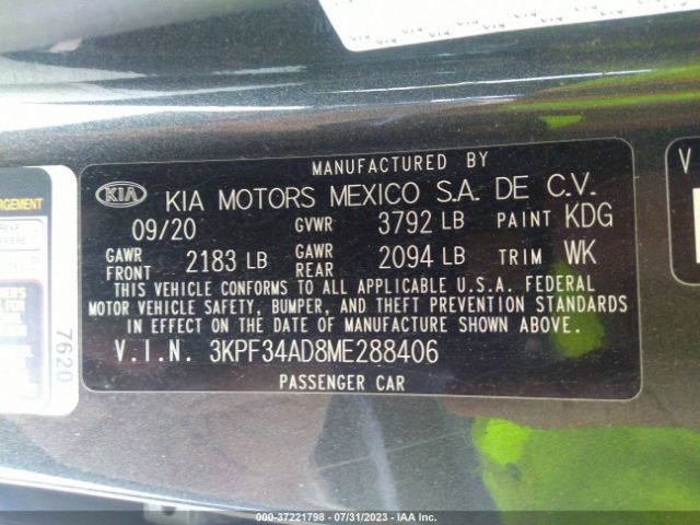 3KPF34AD8ME288406 KIA Forte Gt-line