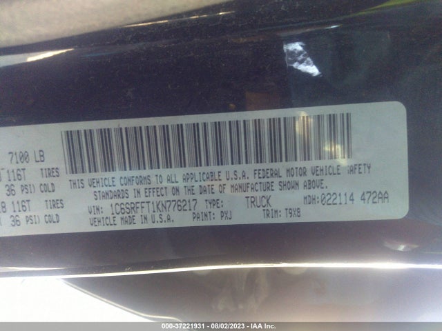 1C6SRFFT1KN776217 RAM 1500 Big Horn/lone Star