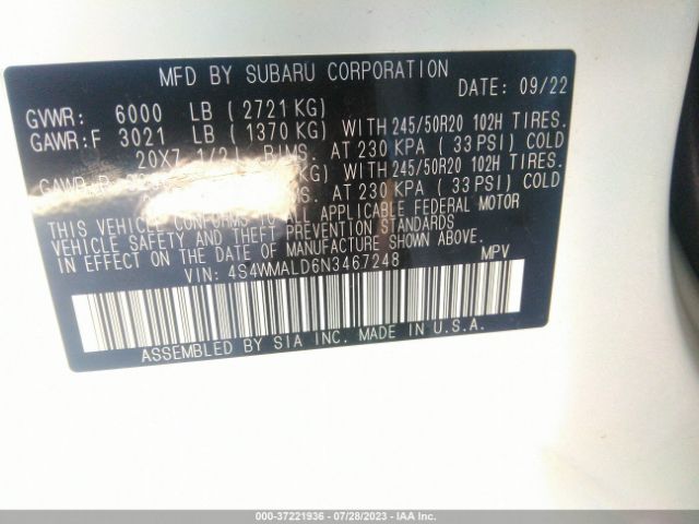 4S4WMALD6N3467248 Subaru Ascent Limited