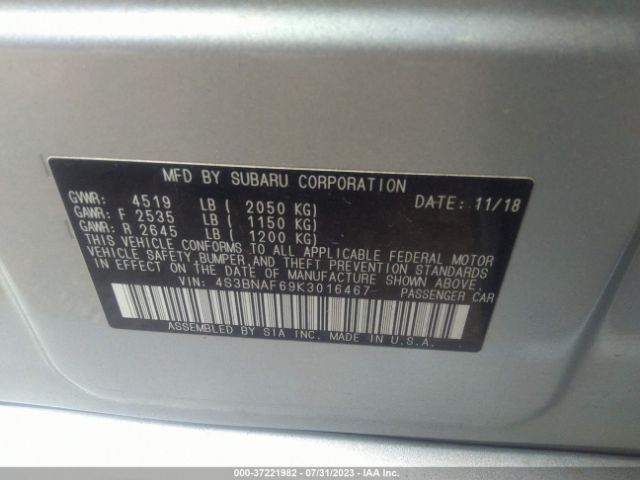 4S3BNAF69K3016467 Subaru Legacy Premium