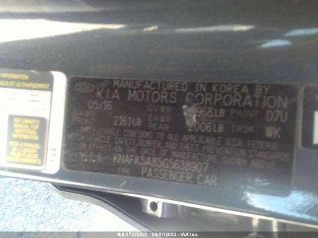 KIA Forte 5-door Lx 2016 KNAFK5A85G5638907 Image 9