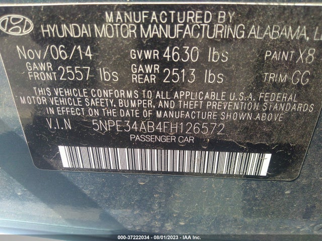 Hyundai Sonata 2.0t Limited 2015 5NPE34AB4FH126572 Image 9