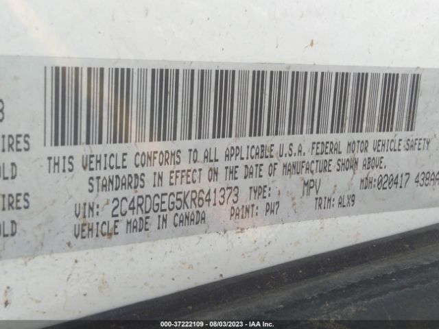 2C4RDGEG5KR641373 Dodge Grand Caravan Gt