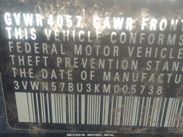 3VWN57BU3KM005738 Volkswagen JETTA S