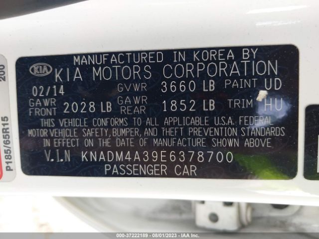 KNADM4A39E6378700 KIA RIO LX