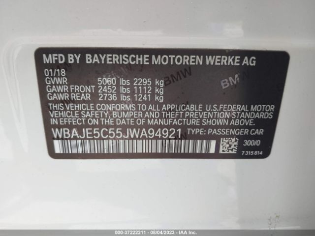 WBAJE5C55JWA94921 BMW 5 Series 540i