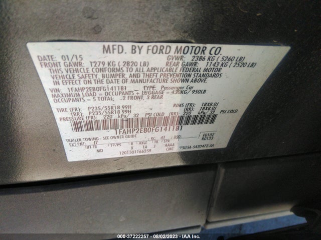 1FAHP2E80FG141181 Ford TAURUS SEL