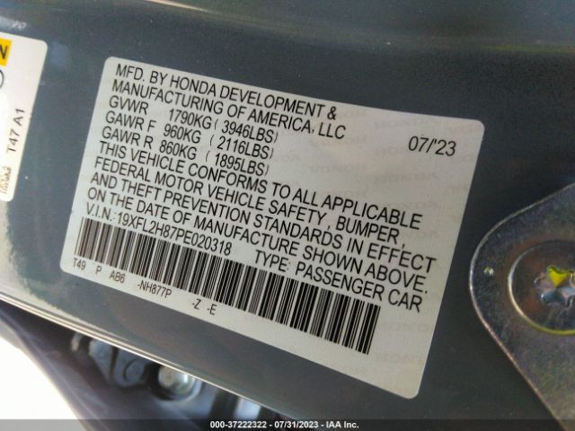 19XFL2H87PE020318 Honda Civic Hatchback Sport