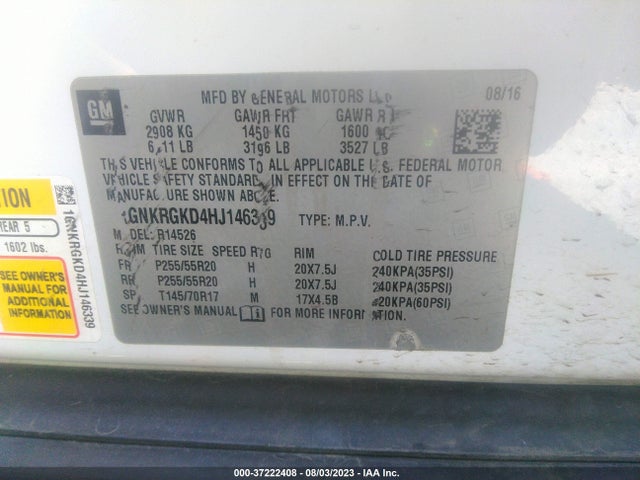 Chevrolet Traverse Lt 2017 1GNKRGKD4HJ146339 Image 9