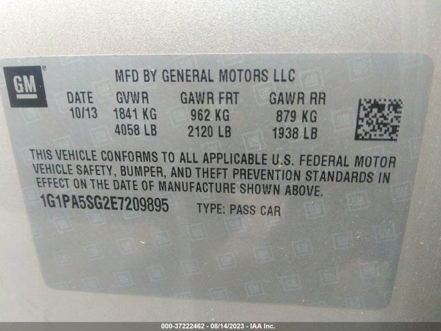 Chevrolet CRUZE LS 2014 1G1PA5SG2E7209895 Image 9