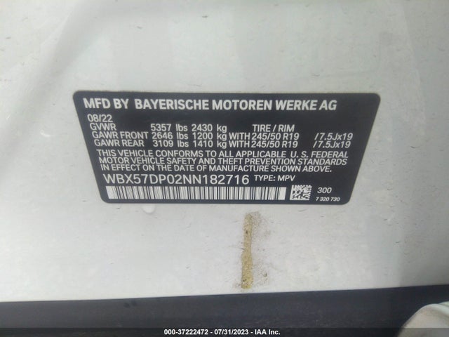BMW X3 Xdrive30i 2022 WBX57DP02NN182716 Image 9
