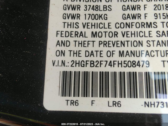 Honda Civic Sedan Se 2015 2HGFB2F74FH508479 Image 9
