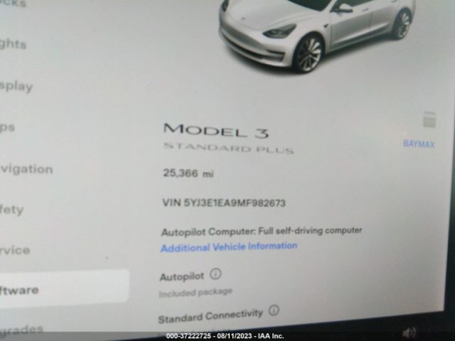 5YJ3E1EA9MF982673 Tesla Model 3 Standard Range Plus