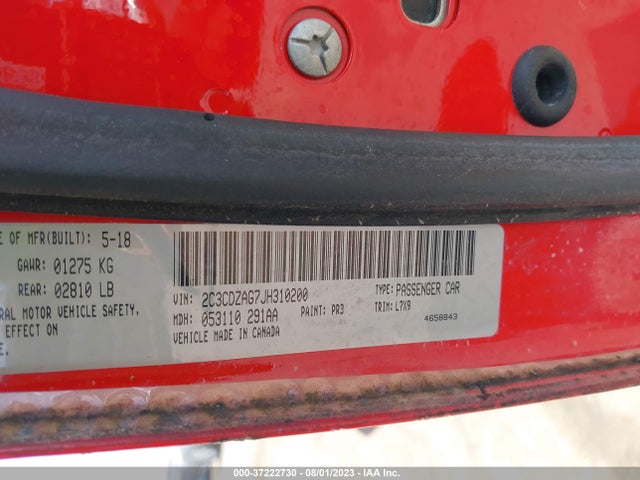 Dodge Challenger Sxt 2018 2C3CDZAG7JH310200 Image 9