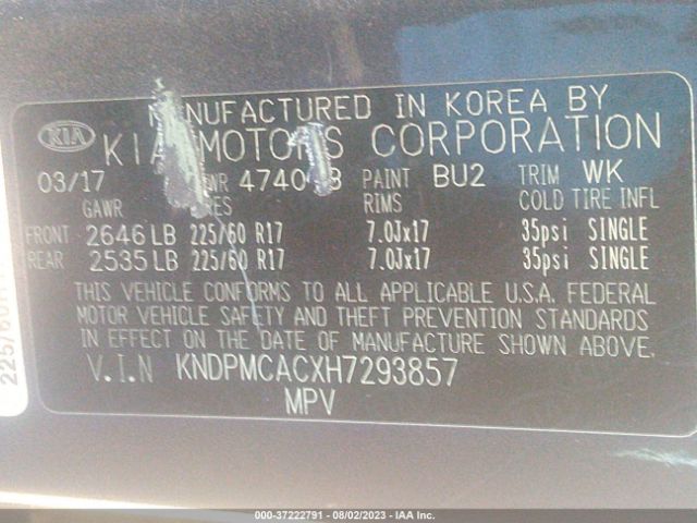 KNDPMCACXH7293857 KIA Sportage Lx