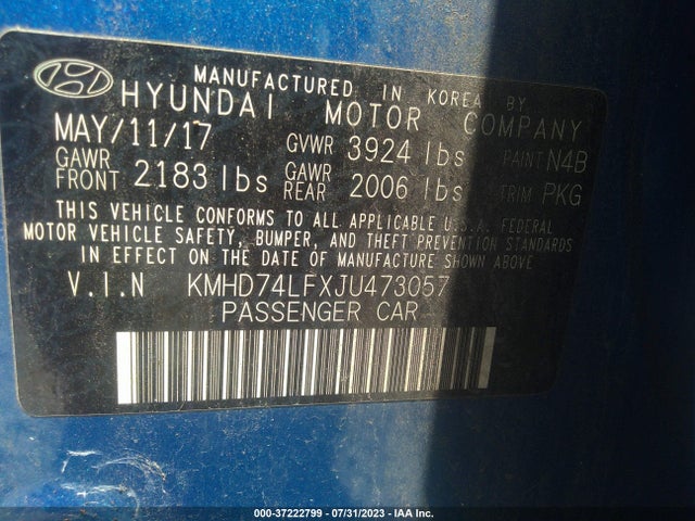 Hyundai ELANTRA SE 2018 KMHD74LFXJU473057 Image 9
