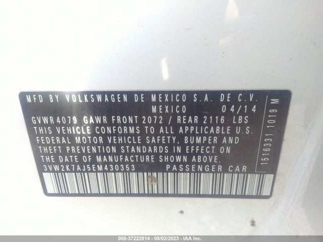 3VW2K7AJ5EM430353 Volkswagen Jetta 2.0l S