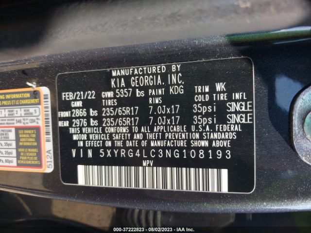 5XYRG4LC3NG108193 KIA SORENTO LX