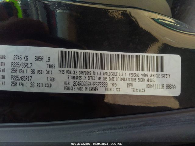 2C4RDGEG4HR672820 Dodge Grand Caravan Gt
