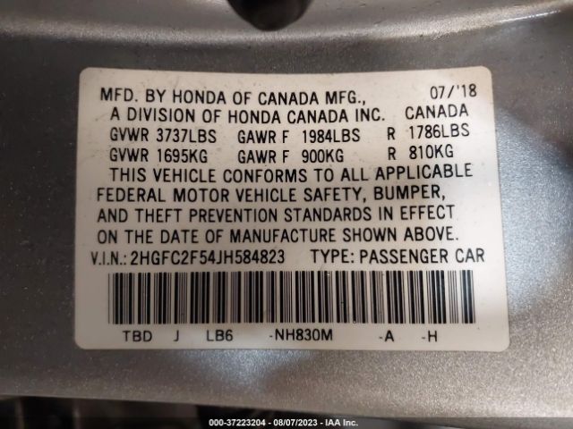 2018 HONDA CIVIC SEDAN 2HGFC2F54JH584823 Photo 8