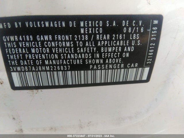 3VWDB7AJ8HM226837 Volkswagen Jetta 1.4t Se