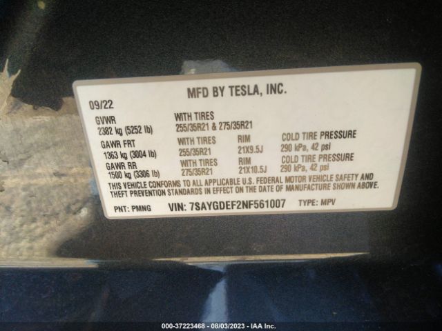 7SAYGDEF2NF561007 Tesla Model Y Performance
