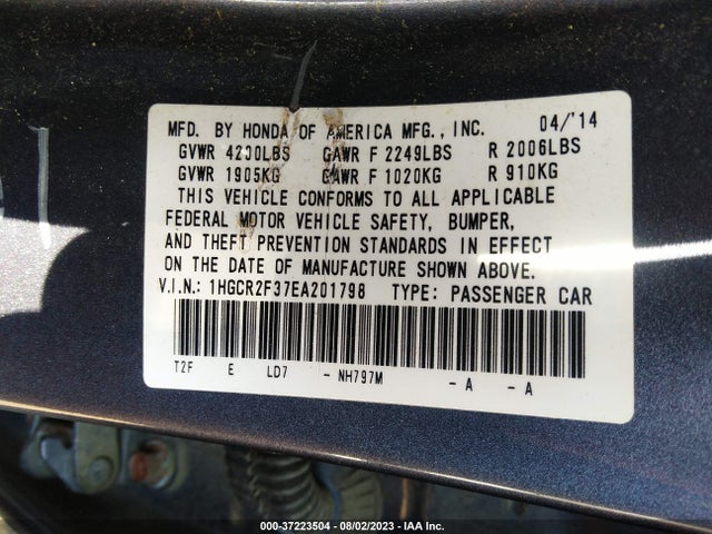 Honda Accord Sedan Lx 2014 1HGCR2F37EA201798 Image 9