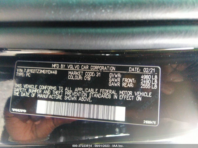 2021 Volvo S60, VIN: 7JR102TZ3MG113448