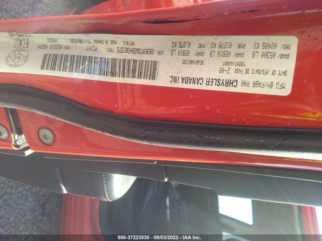 2009 DODGE CHARGER SRT8 VIN: 2B3KA73W39H581972