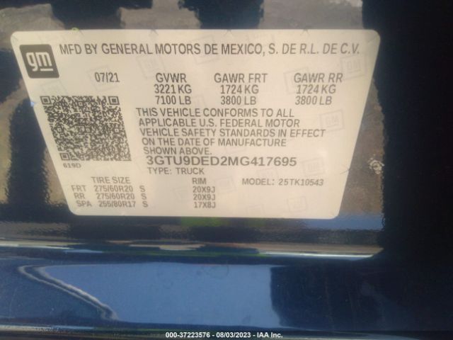 3GTU9DED2MG417695 GMC Sierra 1500 Slt
