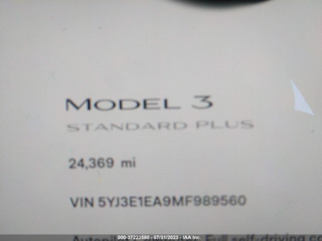 5YJ3E1EA9MF989560 Tesla Model 3 Standard Range Plus