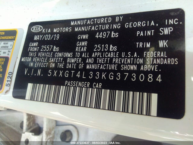 KIA Optima Lx 2019 5XXGT4L33KG373084 Image 9