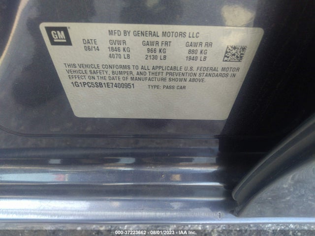 Chevrolet Cruze 1lt 2014 1G1PC5SB1E7400951 Image 9