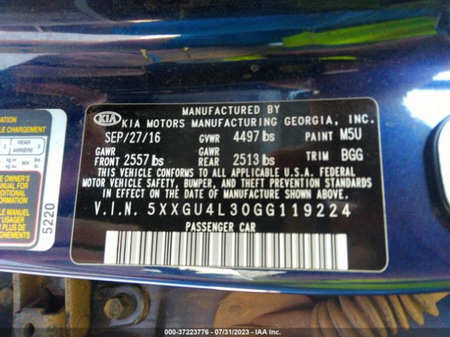 5XXGU4L30GG119224 KIA OPTIMA EX