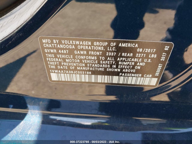 1VWAA7A39JC003186 Volkswagen Passat 2.0t S/r-line