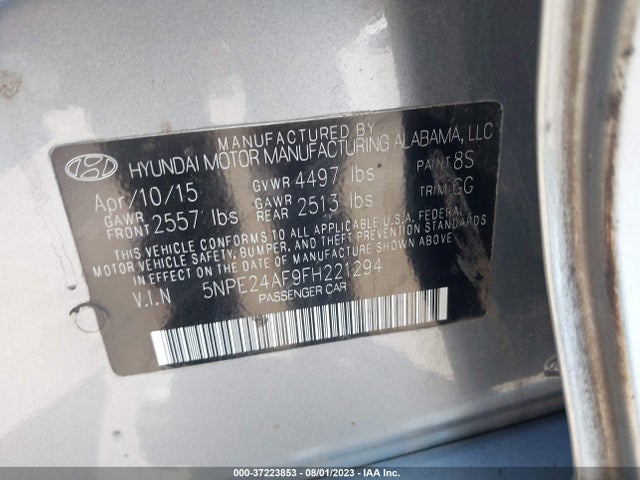 Hyundai Sonata 2.4l Se 2015 5NPE24AF9FH221294 Image 15