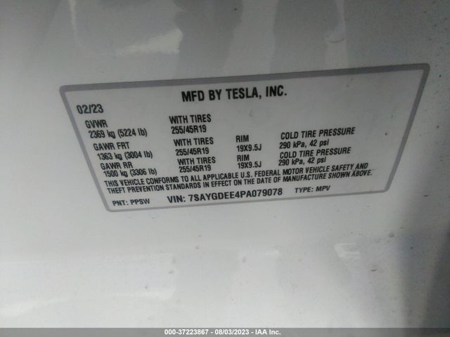 7SAYGDEE4PA079078 Tesla Model Y Long Range