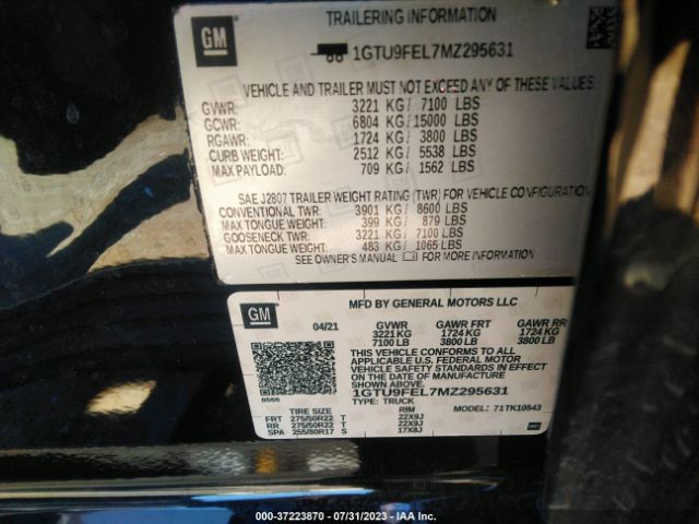 1GTU9FEL7MZ295631 GMC Sierra 1500 Denali