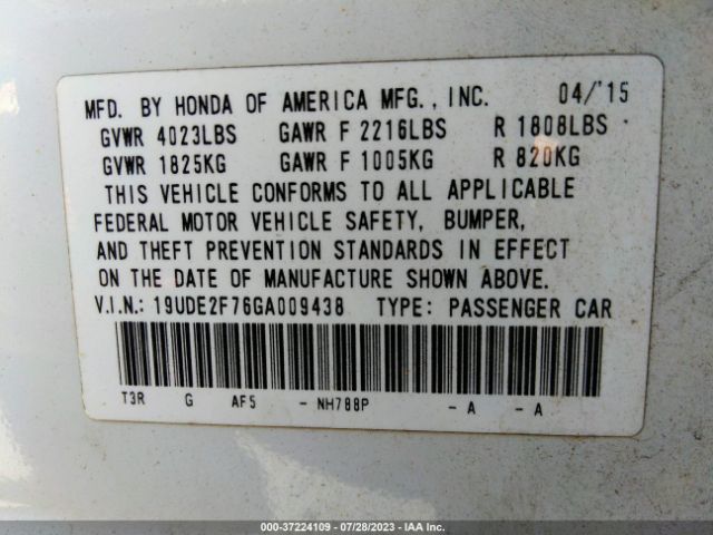 19UDE2F76GA009438 Acura Ilx W/premium Pkg