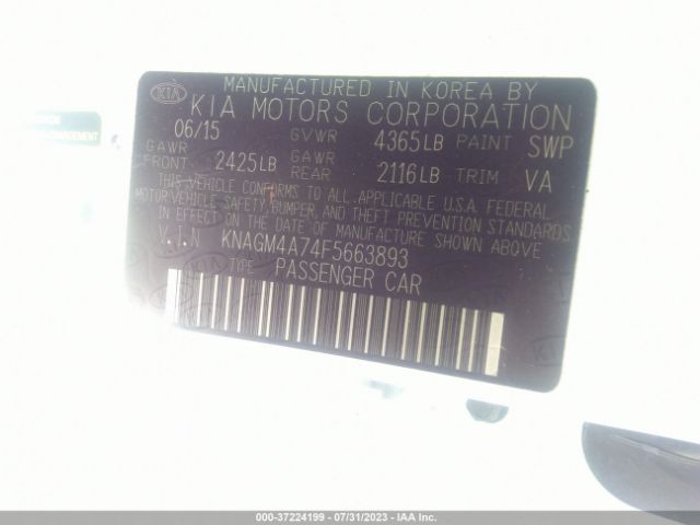 KNAGM4A74F5663893 KIA Optima Lx