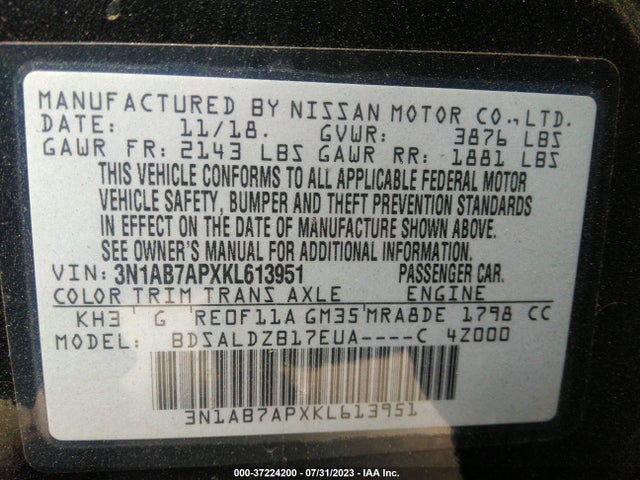 Nissan SENTRA SV 2019 3N1AB7APXKL613951 Image 9