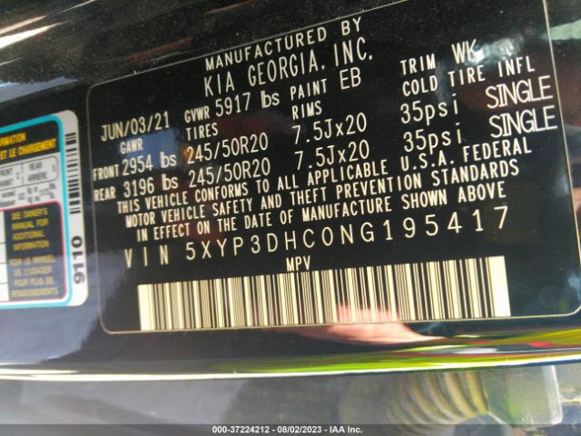5XYP3DHC0NG195417 KIA Telluride Ex