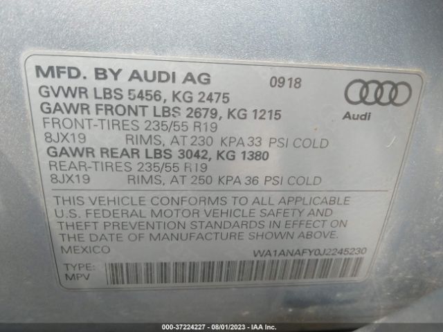 WA1ANAFY0J2245230 Audi Q5 2.0t Tech Premium/2.0t Premium
