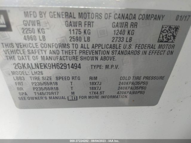 2GKALNEK9H6291494 GMC Terrain Sle